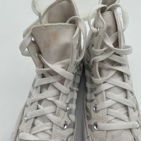 Converse All Star High Top‎ Sneakers White Silver Script Lettering Shoes Size 7 - Picture 6 of 14